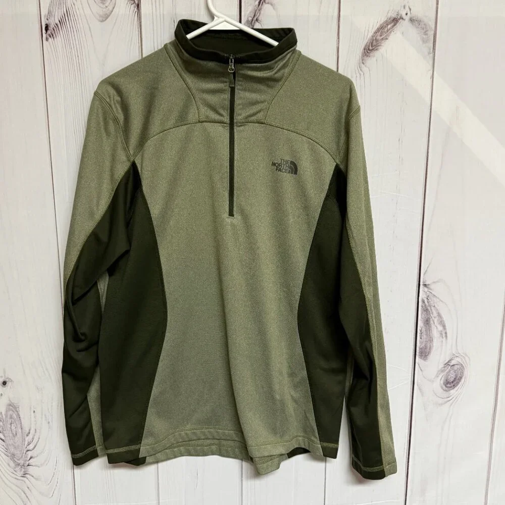 The North Face Tech 1/4 Zip‎ Fleece Men’s Medium Olive Green EUC